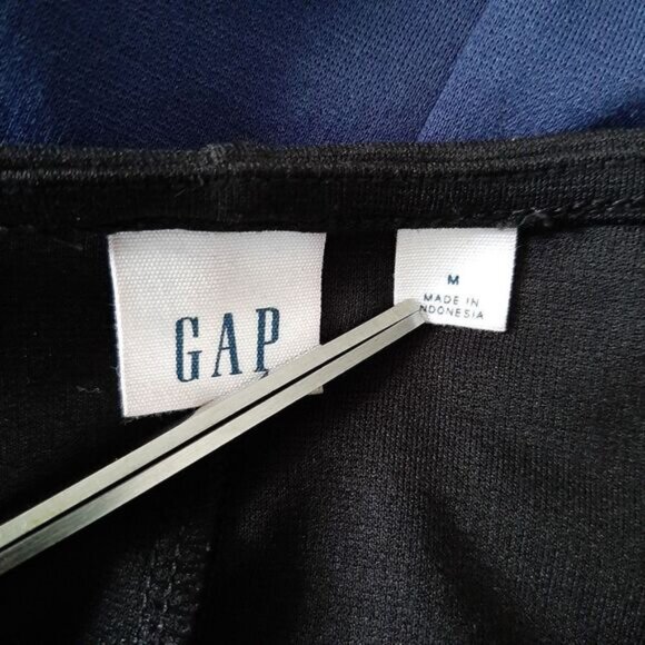 GAP | Long Sleeve Colorblock Shift Dress Knee Length Pull Over Black & Blue Sz M - Picture 10 of 12